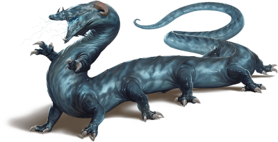 The Behir are giant creatures, bred to kill dragons and have a magical breath weapon that recharges on a 5 or 6 rolled on a d6 every round.