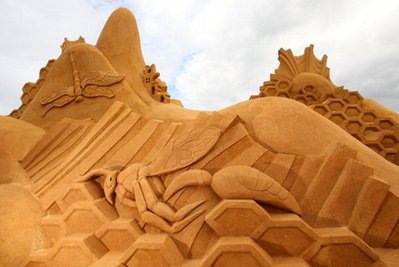 A sand sculpture called 'The Hive' carved by Kevin Crawford, Jim McCauley and Peter Redmond from Australia is seen at the Creepy Crawlies Sand Sculpting Exhibition on the Frankston waterfront on December 26, 2010 in Melbourne, Australia. International sand sculpture artists from around the world teamed up with their Australian counterparts to create the insect themed exhibition that will be open to the public until April, 2011.