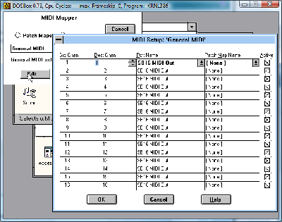 Win3x general midi mapper in DOSBox