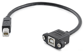 USB 2.0 type B female to type B male panel mount cable