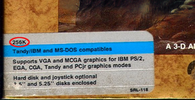 King's Quest IV AGI Requirements label