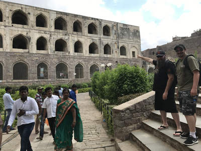 Golconda Fort - Over 500 years old. It was a hike to get to the fort. Literally. Up a small mountain. In 103 degree weather.