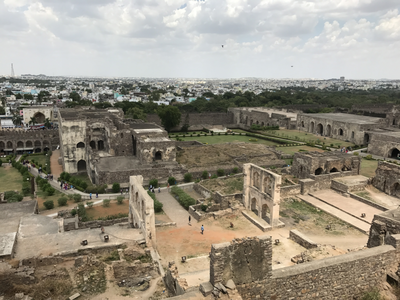 Golconda Fort - Over 500 years old. It was a hike to get to the fort. Literally. Up a small mountain. In 103 degree weather.