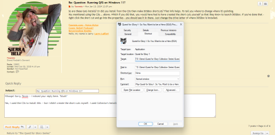 The "Target" and "Start In" boxes all point to where the file is kept.