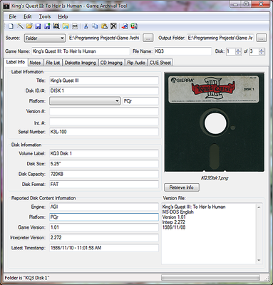 Game Archival Tool With the KQ3 Gray box entered